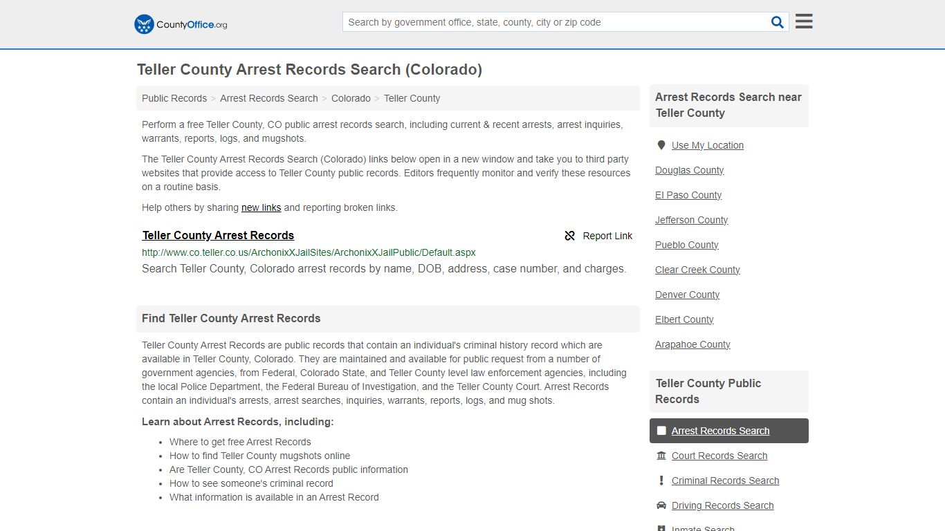 Arrest Records Search - Teller County, CO (Arrests & Mugshots)
