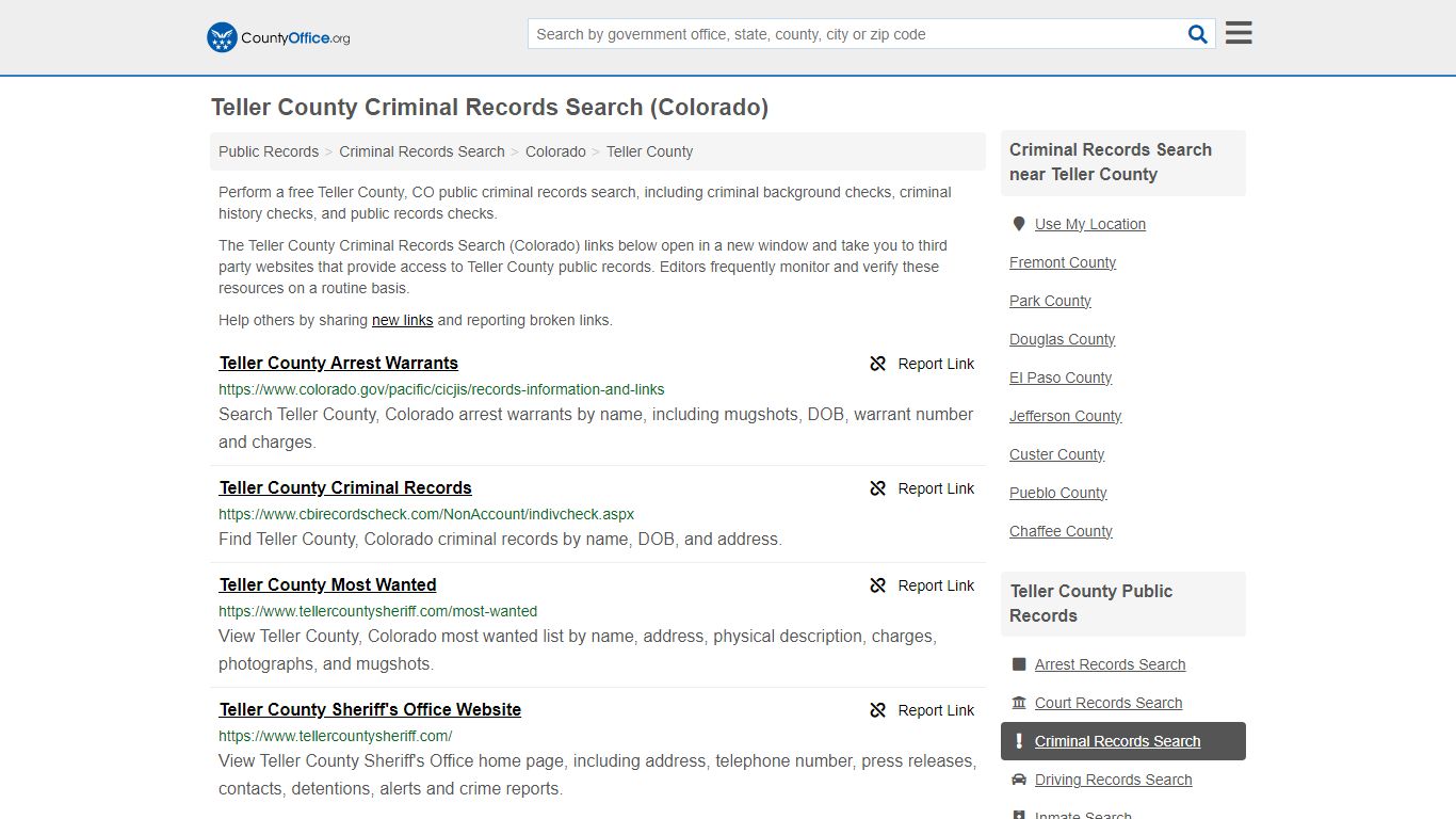 Criminal Records Search - Teller County, CO (Arrests, Jails & Most ...